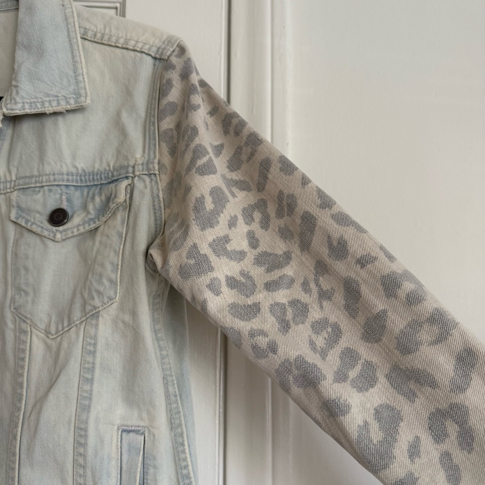 Denim Leopard Print Jacket - Picture 3 of 6